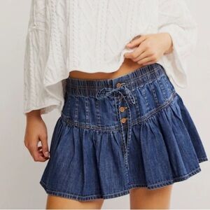 We The Free Roselle Blue Denim Skirt